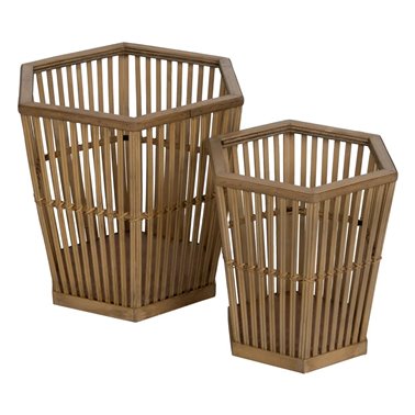 S/2 MACETEROS NATURAL BAMBÚ DECORACIÓN 39 X 34,50 X 35 CM