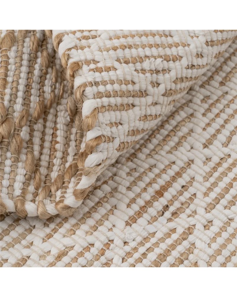 ALFOMBRA BLANCO-NATURAL YUTE-ALGODÓN 160 X 240 CM
