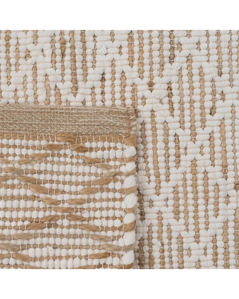 ALFOMBRA BLANCO-NATURAL YUTE-ALGODÓN 160 X 240 CM