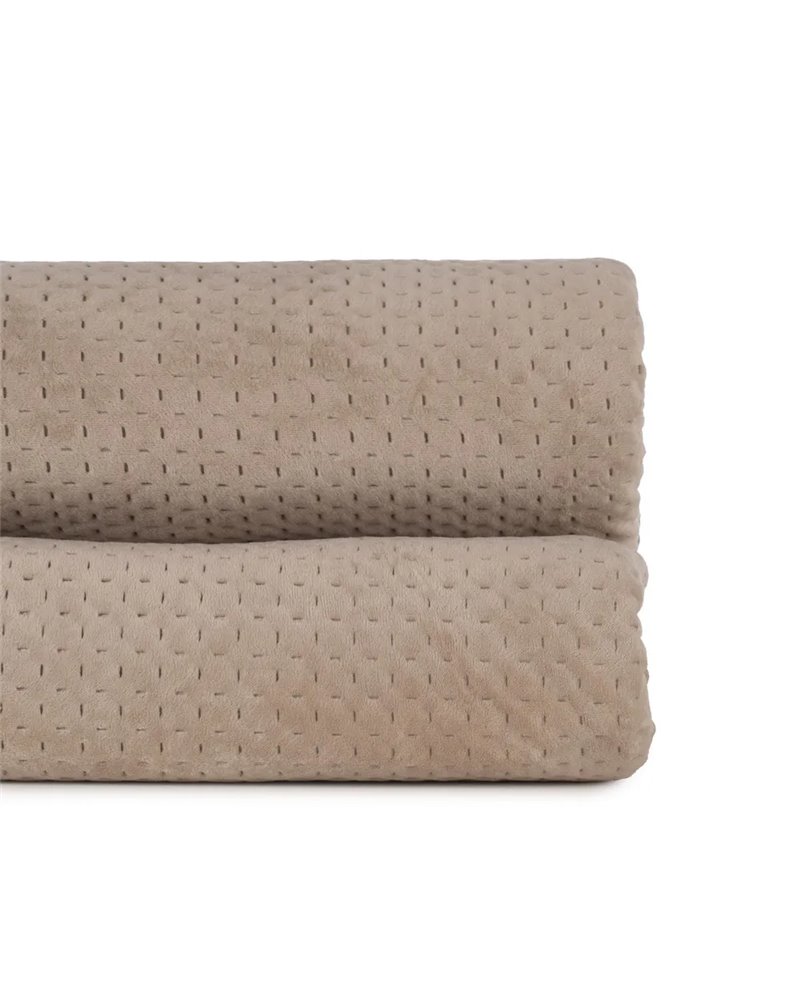 COLCHA BEIGE TERCIOPELO/MICROFIBRA 240 X 260 CM