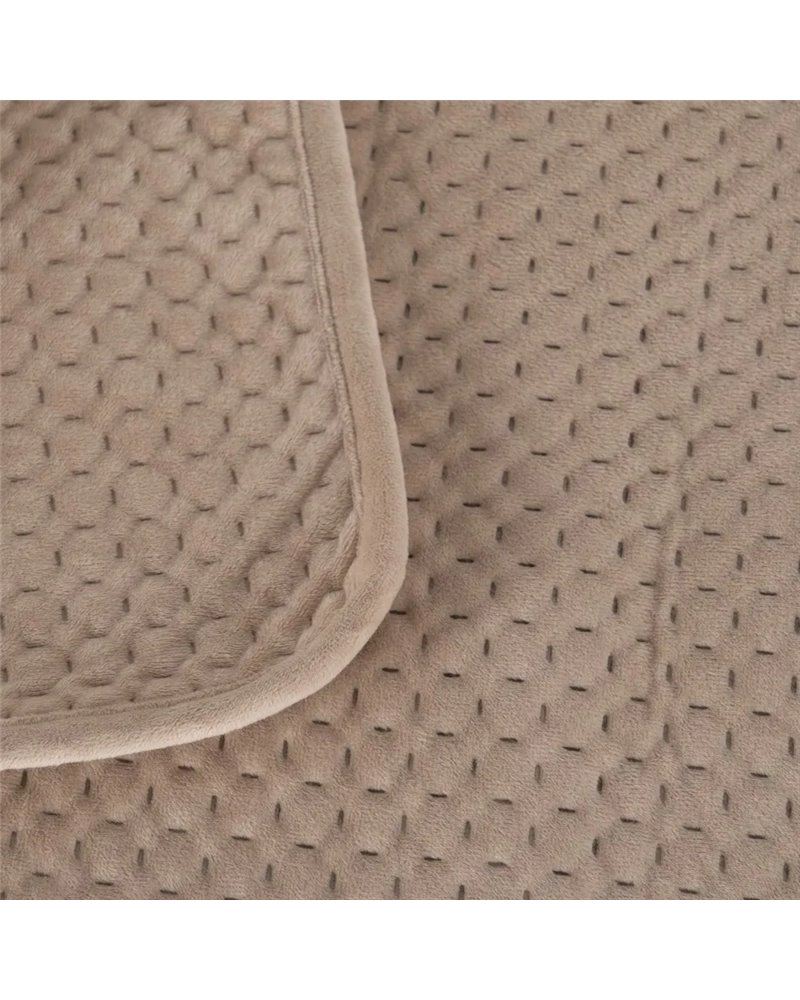 COLCHA BEIGE TERCIOPELO/MICROFIBRA 240 X 260 CM