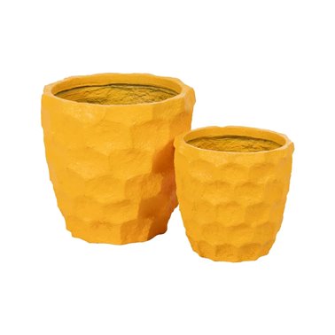 S/2 MACETERO AMARILLO CEMENTO DECORACIÓN 41 X 41 X 39,60 CM