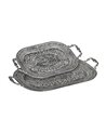 S/2 BANDEJAS GRIS METAL DECORACIÓN 49,50 X 31 X 5,50 CM