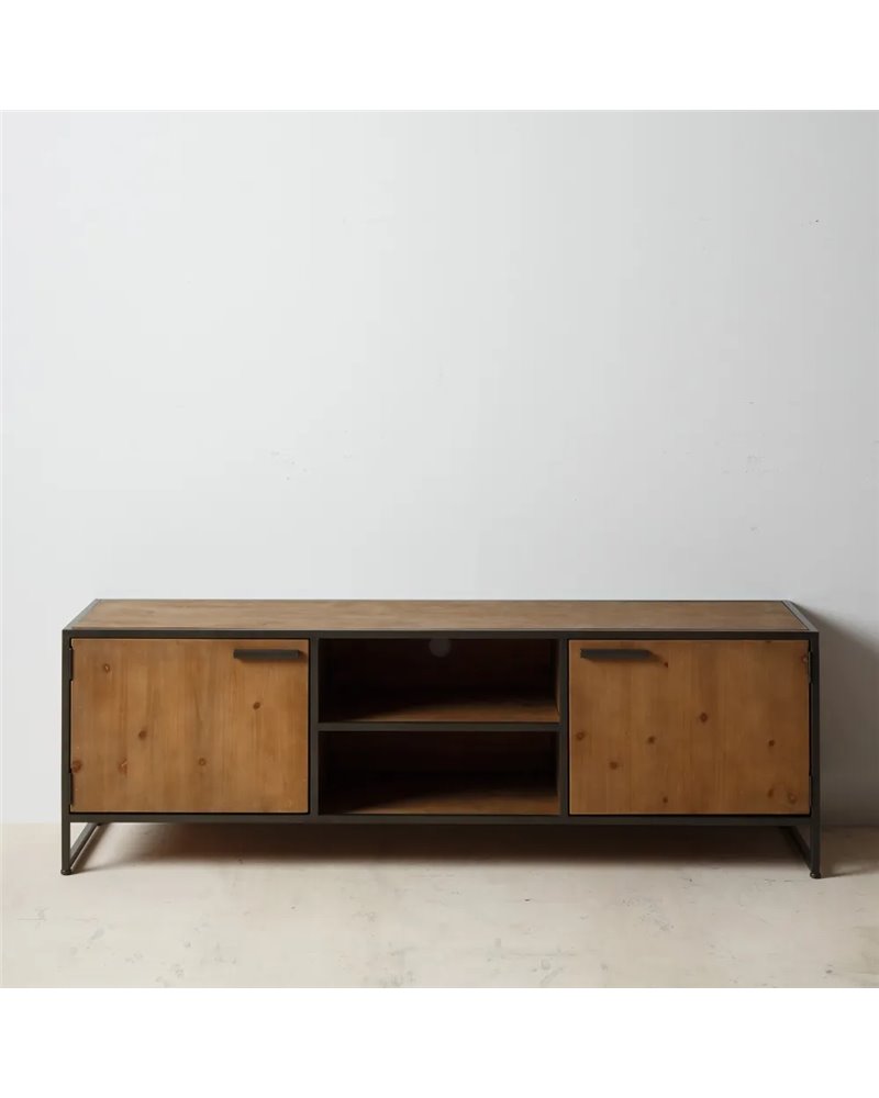 MUEBLE TV MARRÓN-NEGRO MADERA / METAL 150 X 40 X 49 CM
