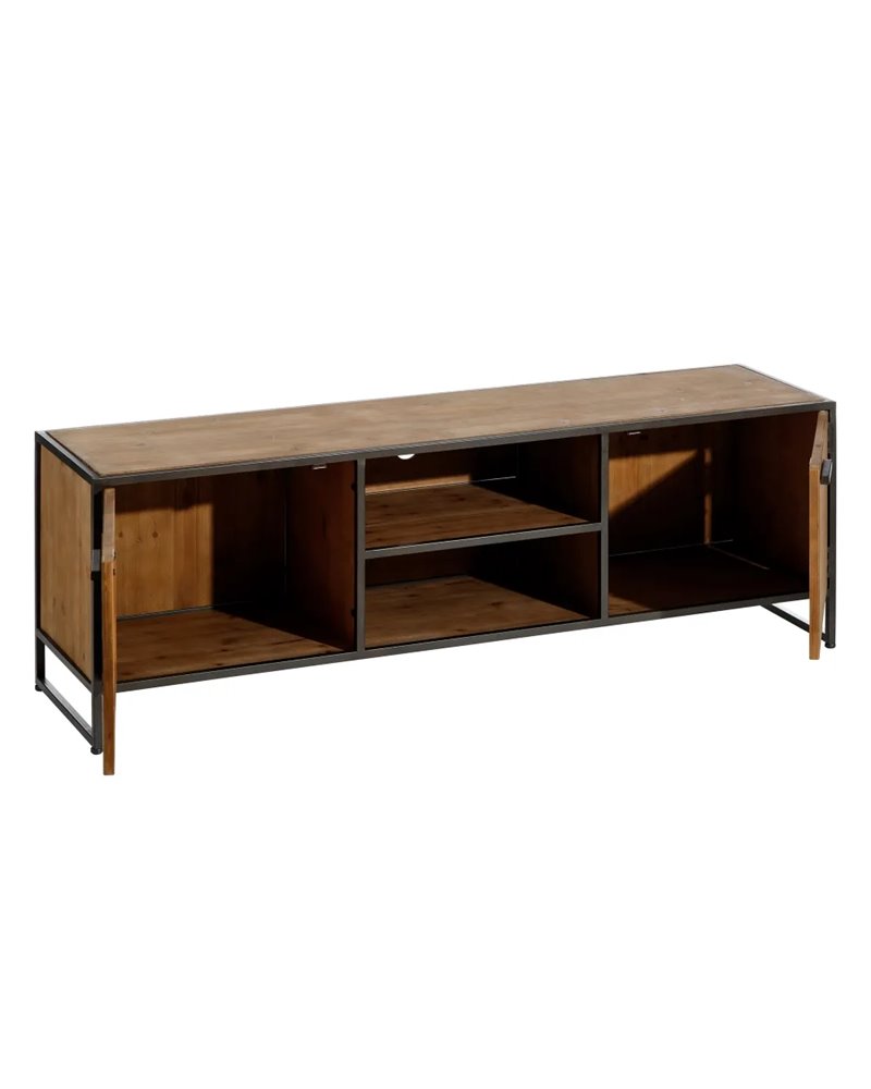 MUEBLE TV MARRÓN-NEGRO MADERA / METAL 150 X 40 X 49 CM