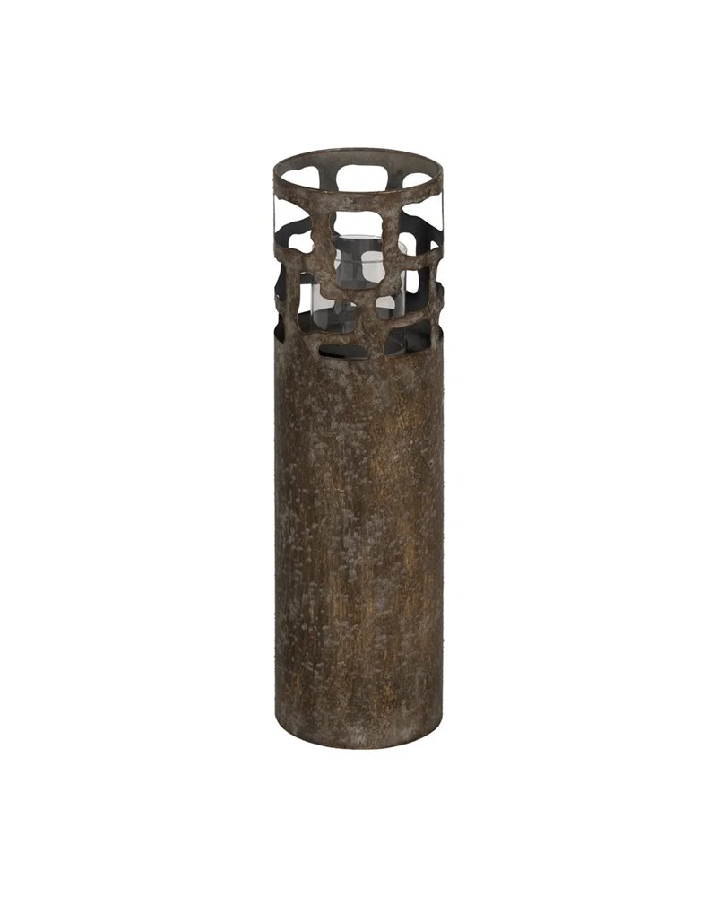 PORTAVELAS ORO ENVEJECIDO METAL 18 X 18 X 65 CM
