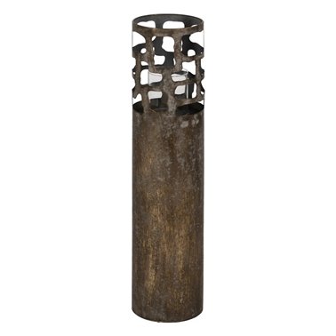 PORTAVELAS ORO ENVEJECIDO METAL 18 X 18 X 79 CM