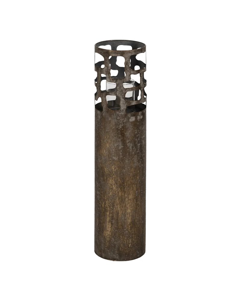 PORTAVELAS ORO ENVEJECIDO METAL 18 X 18 X 79 CM