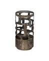 PORTAVELAS ORO ENVEJECIDO METAL 15 X 15 X 30 CM