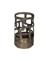 PORTAVELAS ORO ENVEJECIDO METAL 15 X 15 X 25 CM