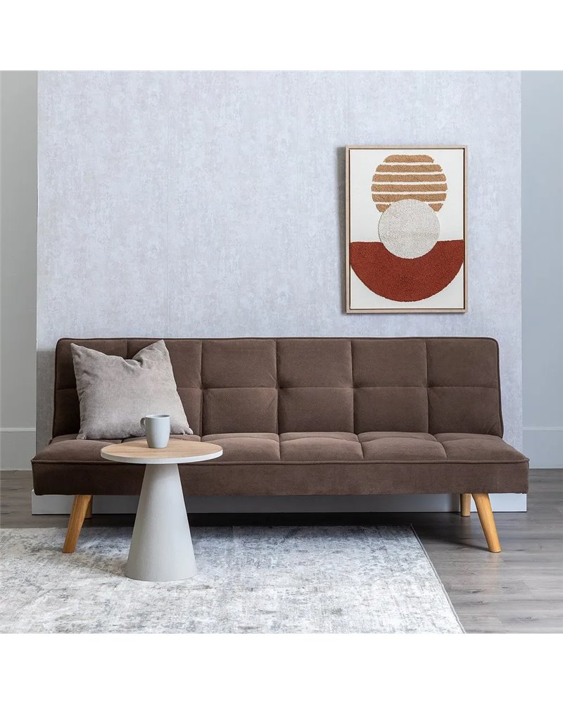 SOFÁ-CAMA TAUPE MADERA DECORACIÓN 175 X 84 X 73 CM