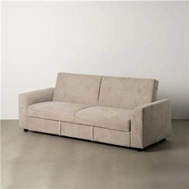 SOFÁ-CAMA TAUPE MADERA DECORACIÓN 216 X 85 X 85 CM