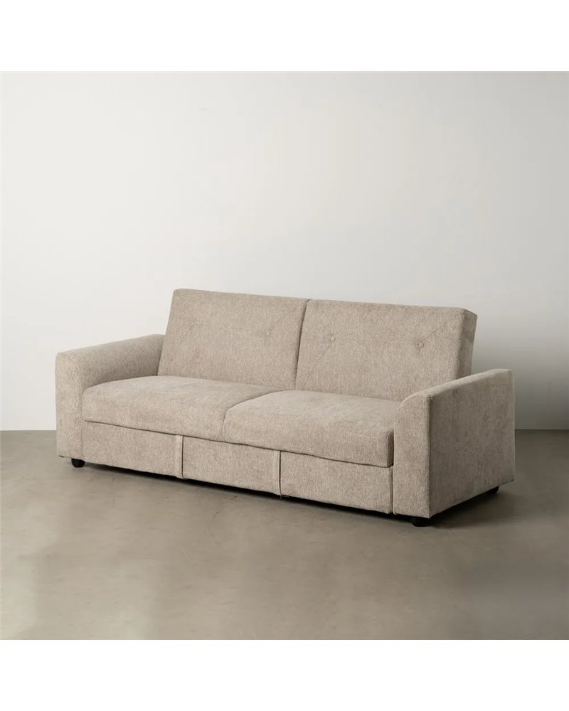 SOFÁ-CAMA TAUPE MADERA DECORACIÓN 216 X 85 X 85 CM