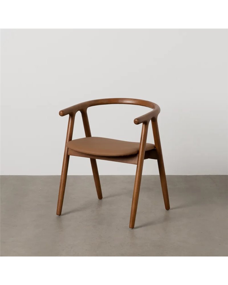 SILLA AMARILLO-MARRÓN MADERA DE OLMO 47 X 46 X 71 CM