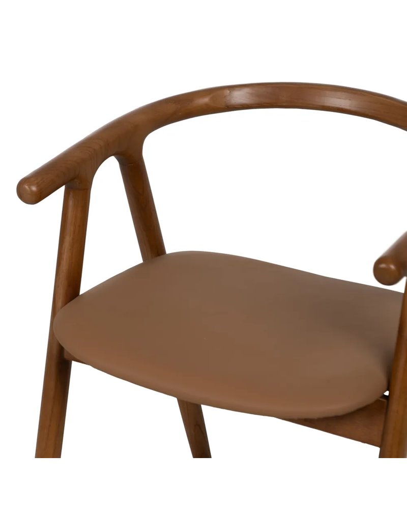 SILLA AMARILLO-MARRÓN MADERA DE OLMO 47 X 46 X 71 CM