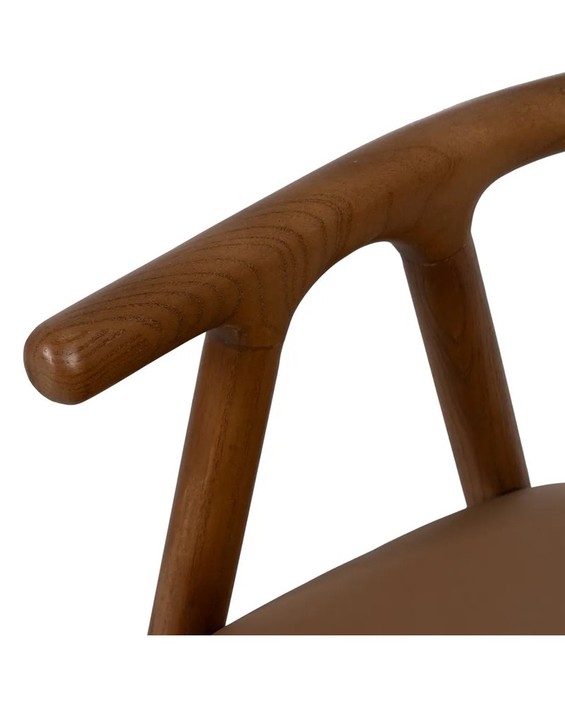 SILLA AMARILLO-MARRÓN MADERA DE OLMO 47 X 46 X 71 CM