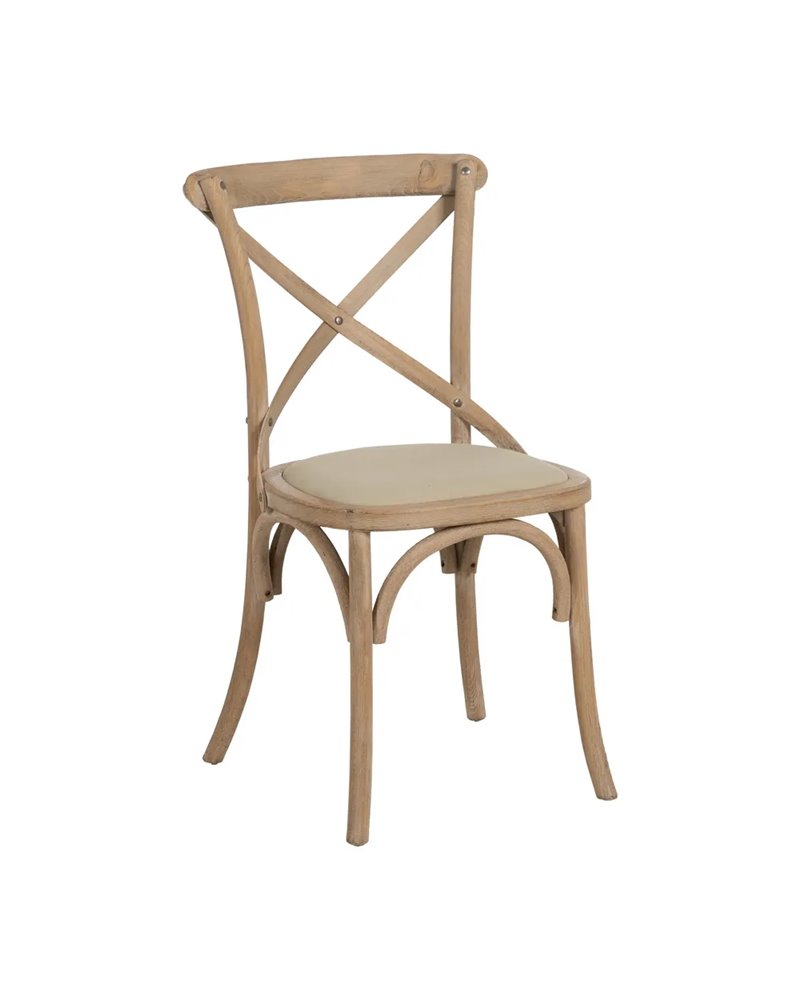 SILLA NATURAL-BEIGE TEJIDO-MADERA 44 X 42 X 88 CM