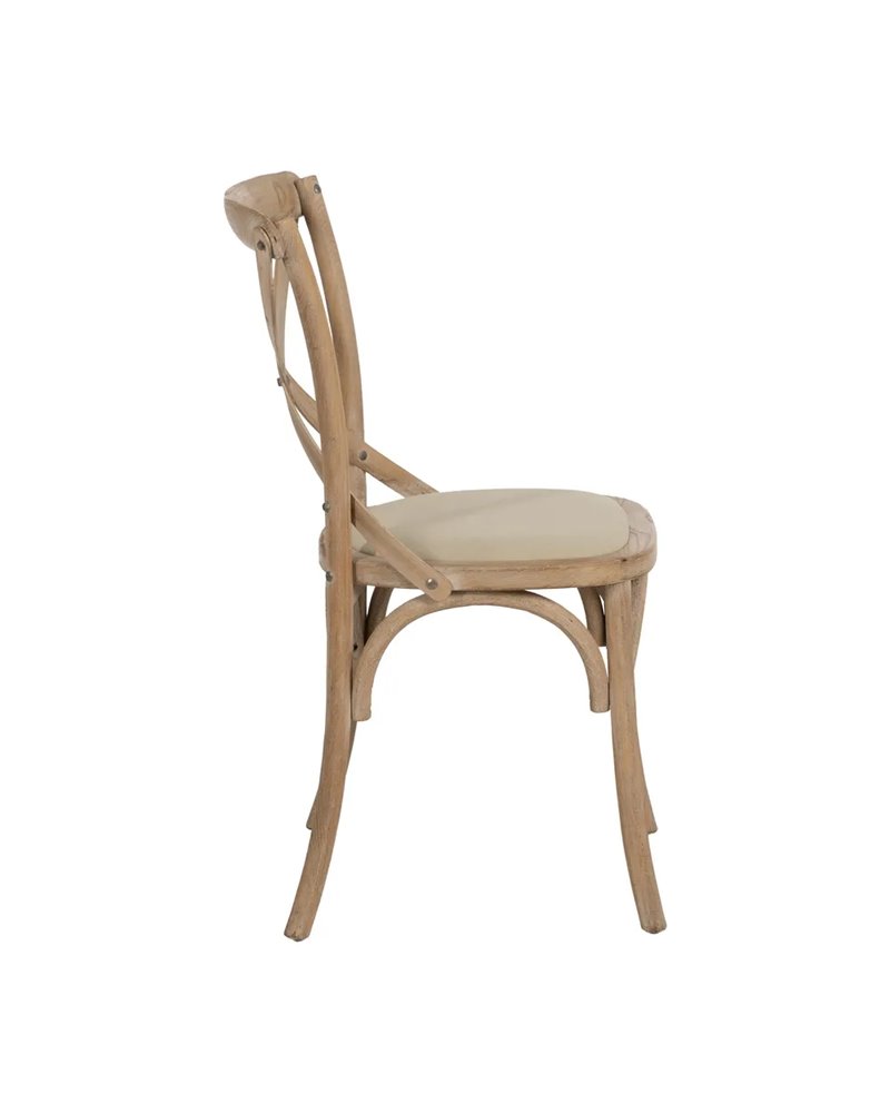 SILLA NATURAL-BEIGE TEJIDO-MADERA 44 X 42 X 88 CM