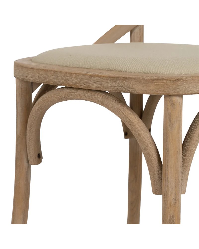 SILLA NATURAL-BEIGE TEJIDO-MADERA 44 X 42 X 88 CM