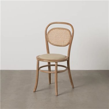 SILLA NATURAL-BEIGE TEJIDO-MADERA 41 X 41 X 89 CM