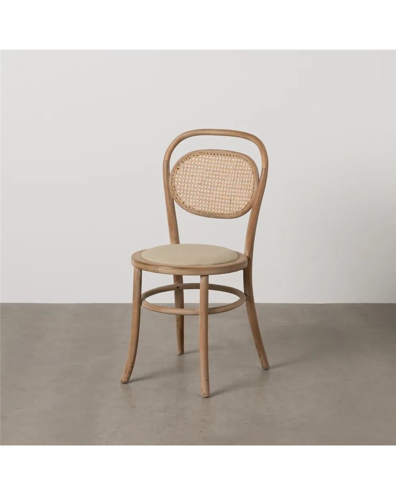 SILLA NATURAL-BEIGE TEJIDO-MADERA 41 X 41 X 89 CM