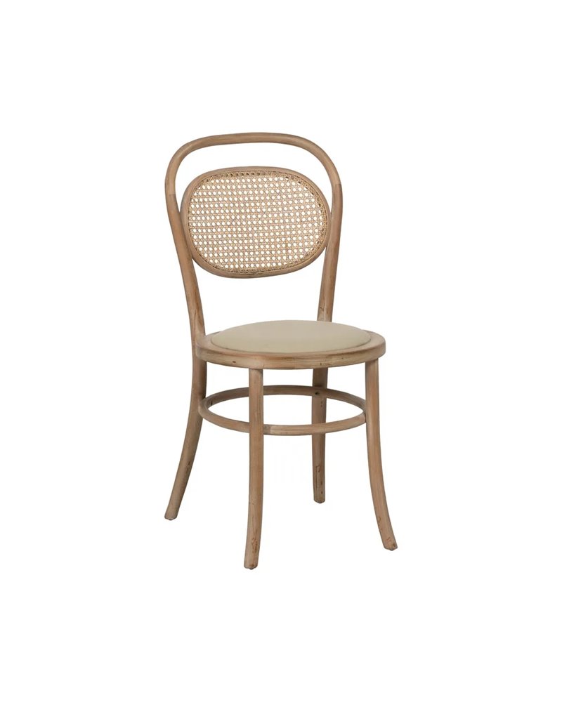 SILLA NATURAL-BEIGE TEJIDO-MADERA 41 X 41 X 89 CM