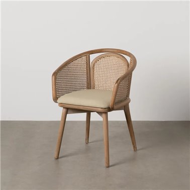 SILLA NATURAL-BEIGE TEJIDO-MADERA 59 X 47 X 81 CM