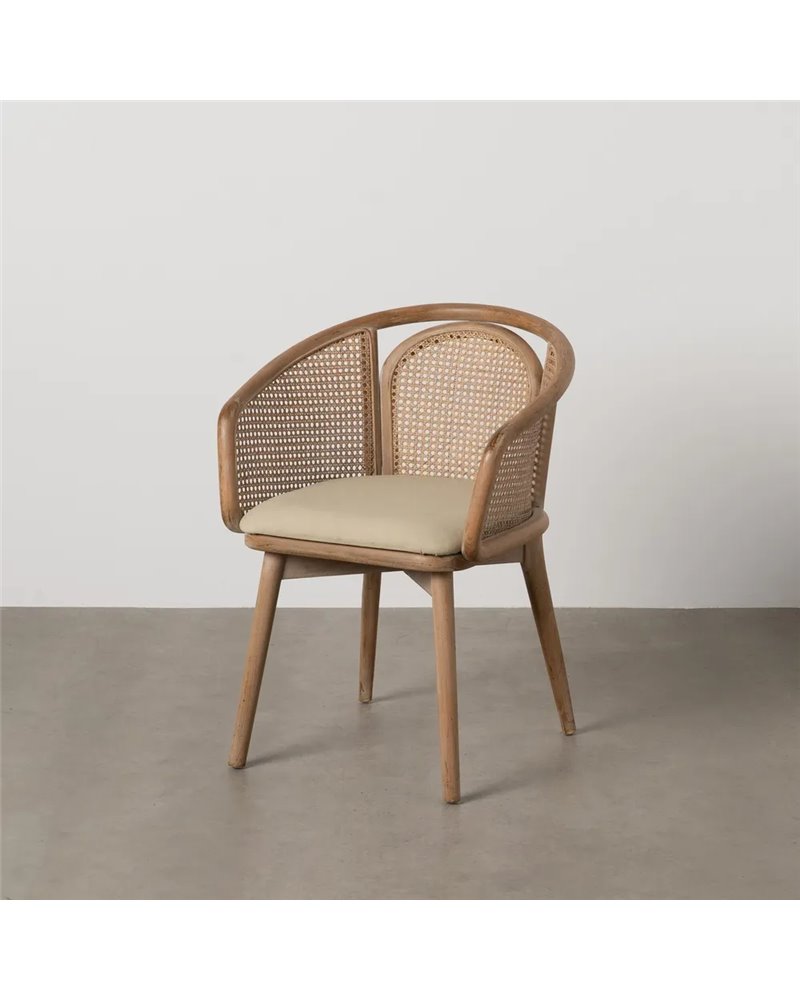 SILLA NATURAL-BEIGE TEJIDO-MADERA 59 X 47 X 81 CM