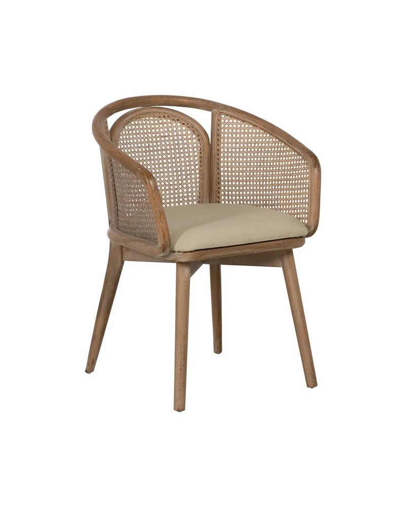 SILLA NATURAL-BEIGE TEJIDO-MADERA 59 X 47 X 81 CM