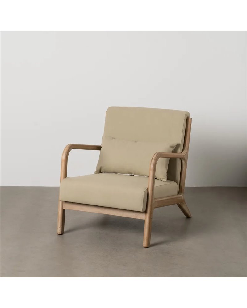 SILLÓN NATURAL-BEIGE TEJIDO-MADERA 66 X 85 X 74 CM