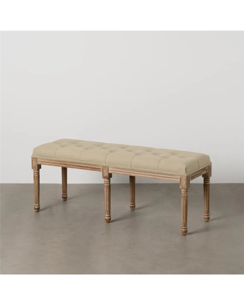 BANQUETA NATURAL-BEIGE TEJIDO-MADERA 122 X 41 X 46 CM