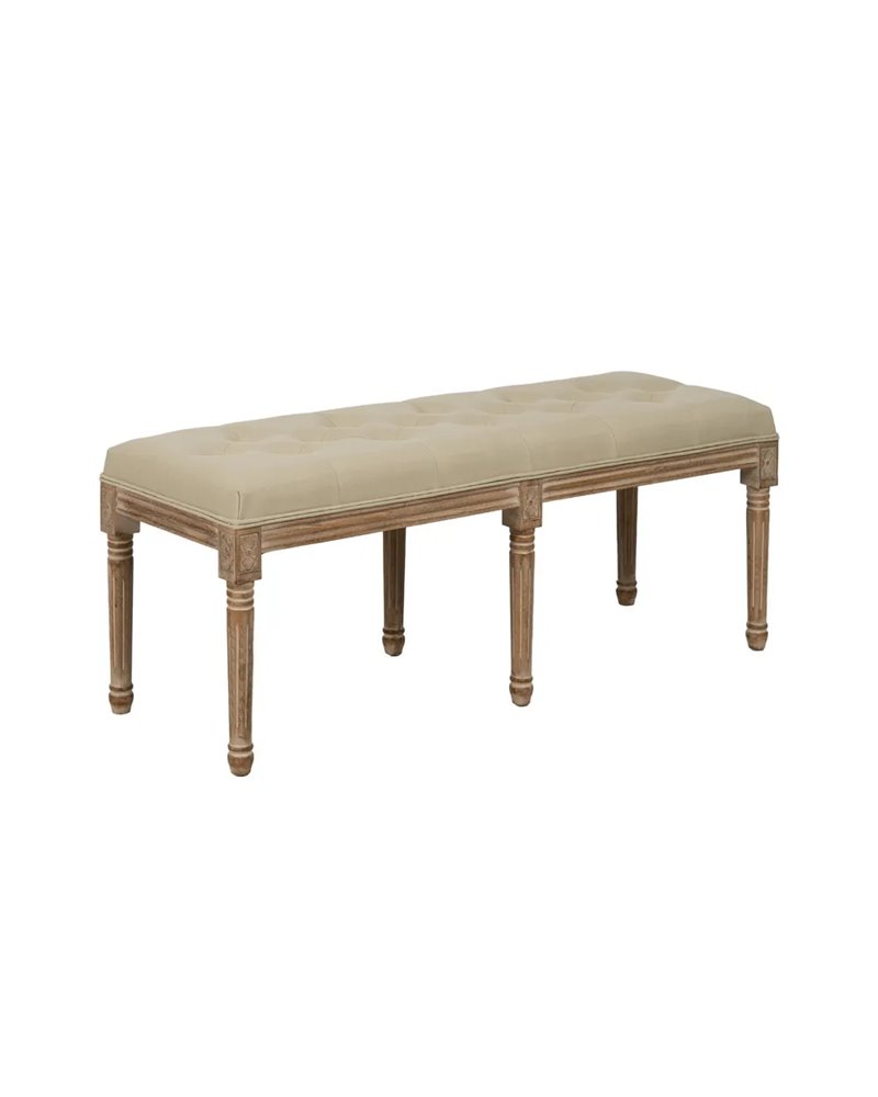 BANQUETA NATURAL-BEIGE TEJIDO-MADERA 122 X 41 X 46 CM