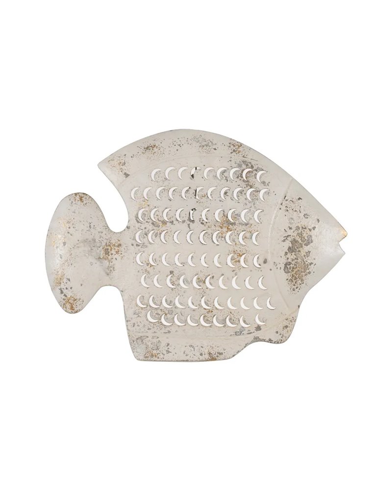 MURAL PARED PEZ BLANCO ROZADO METAL 40,50 X 3 X 31 CM