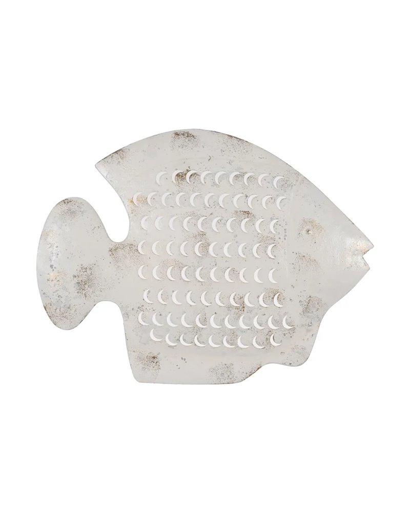 MURAL PARED PEZ BLANCO ROZADO METAL 49 X 3,50 X 37 CM