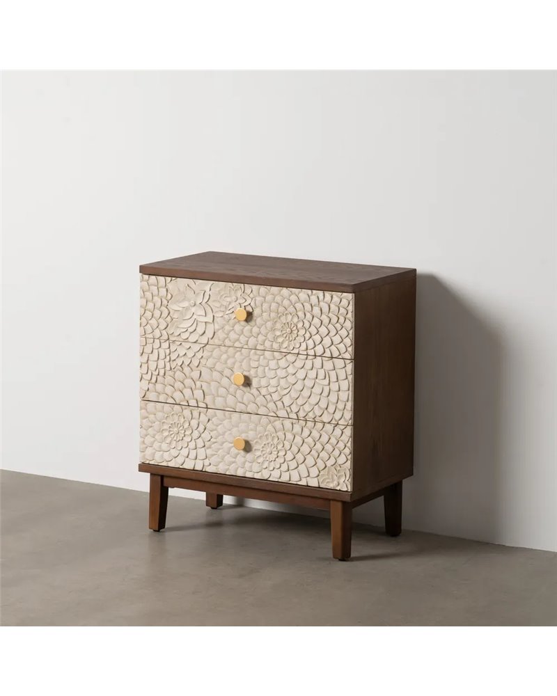 MESITA TALLADA BLANCO-MARRÓN DM-MADERA 64 X 36 X 71 CM