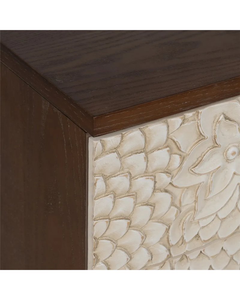 MESITA TALLADA BLANCO-MARRÓN DM-MADERA 64 X 36 X 71 CM