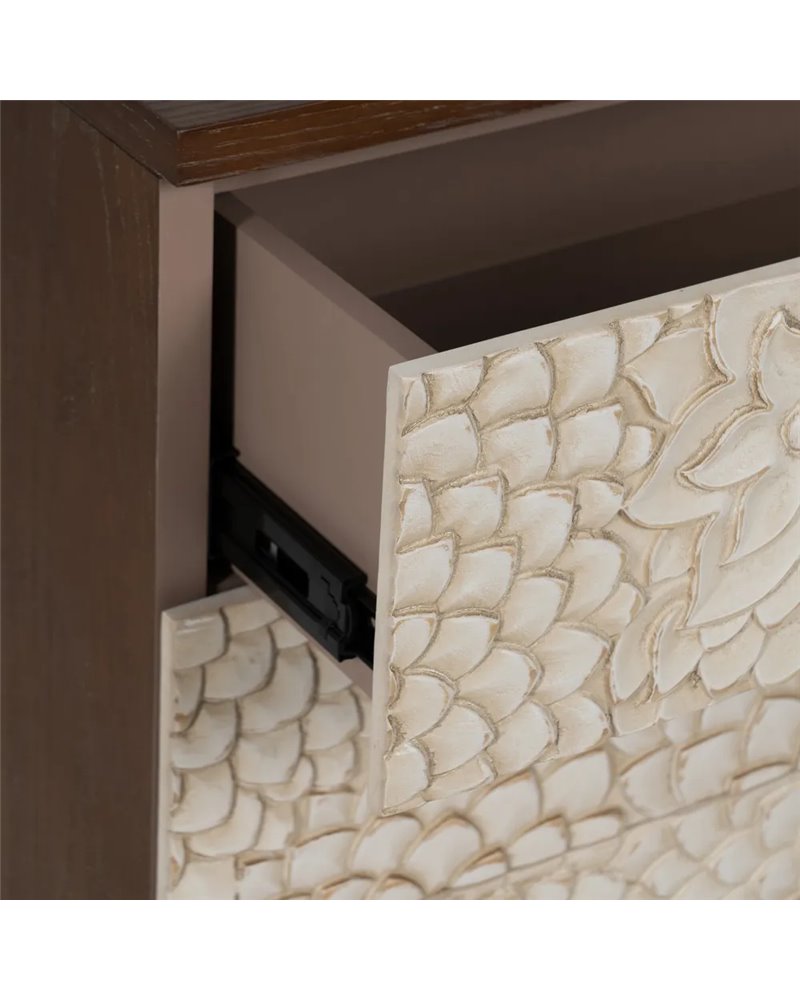 MESITA TALLADA BLANCO-MARRÓN DM-MADERA 64 X 36 X 71 CM