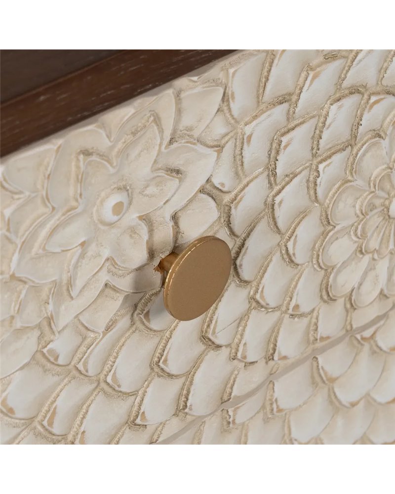 MESITA TALLADA BLANCO-MARRÓN DM-MADERA 64 X 36 X 71 CM
