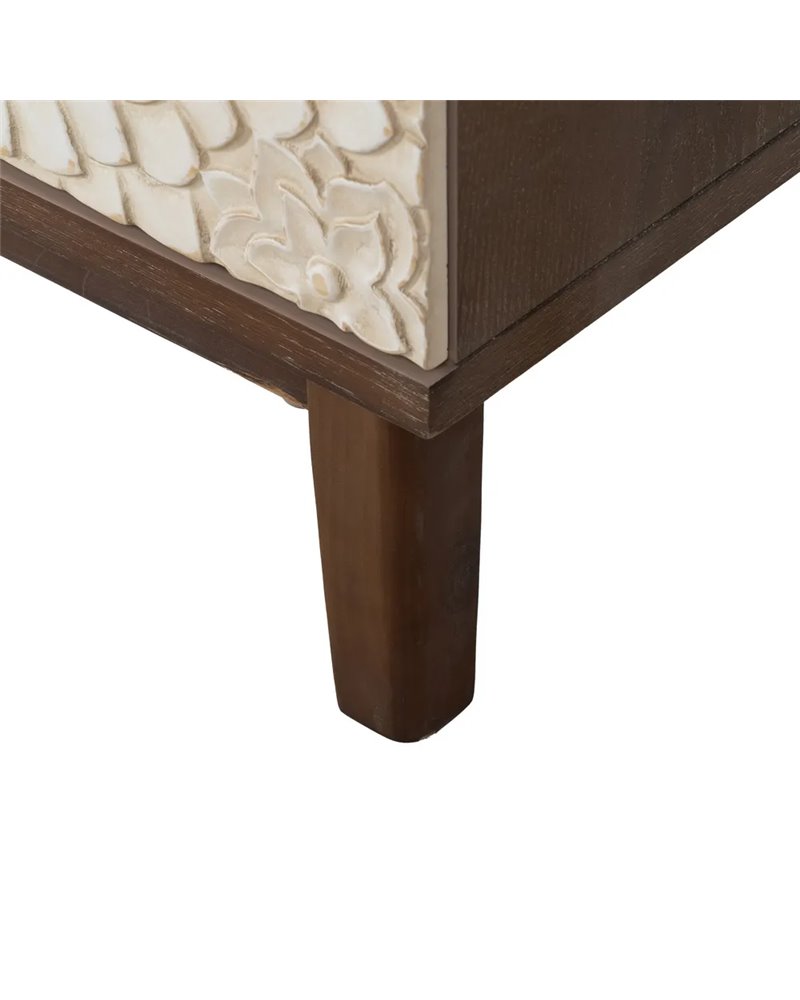 MESITA TALLADA BLANCO-MARRÓN DM-MADERA 64 X 36 X 71 CM