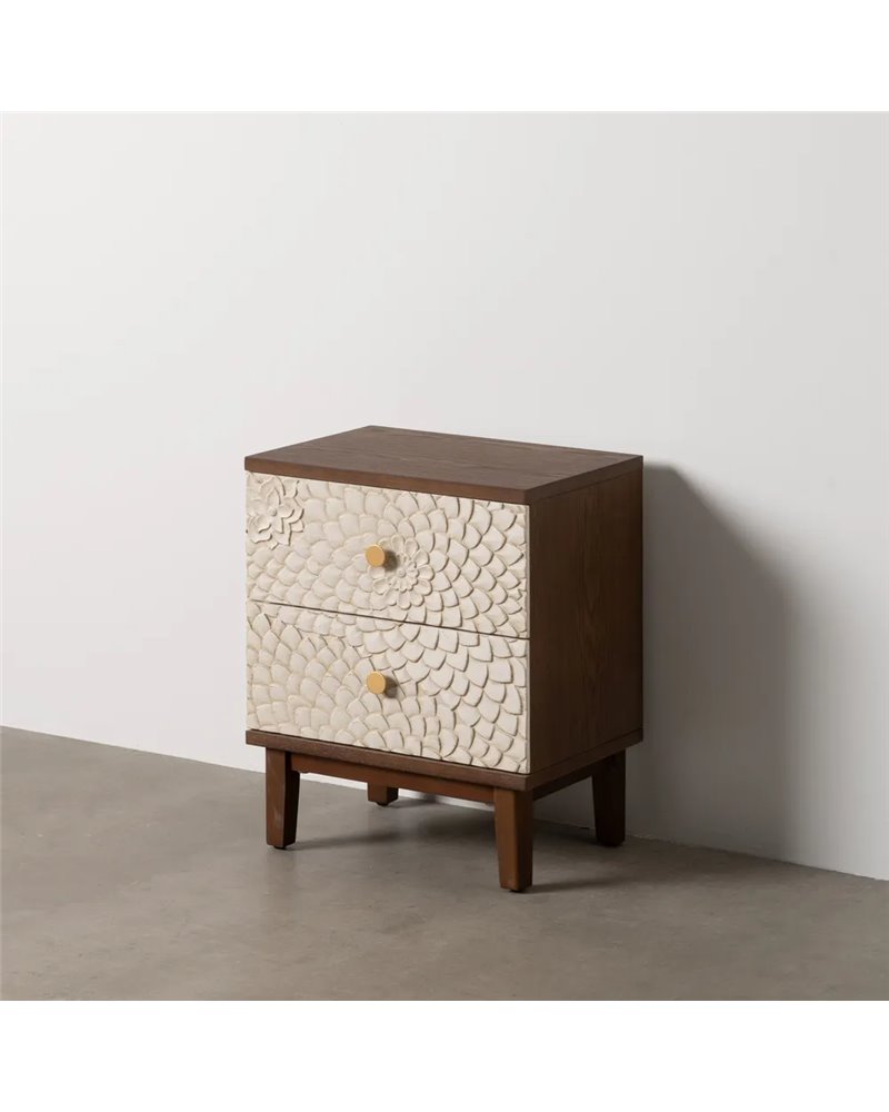 MESITA TALLADA BLANCO-MARRÓN DM-MADERA 48 X 36 X 60 CM