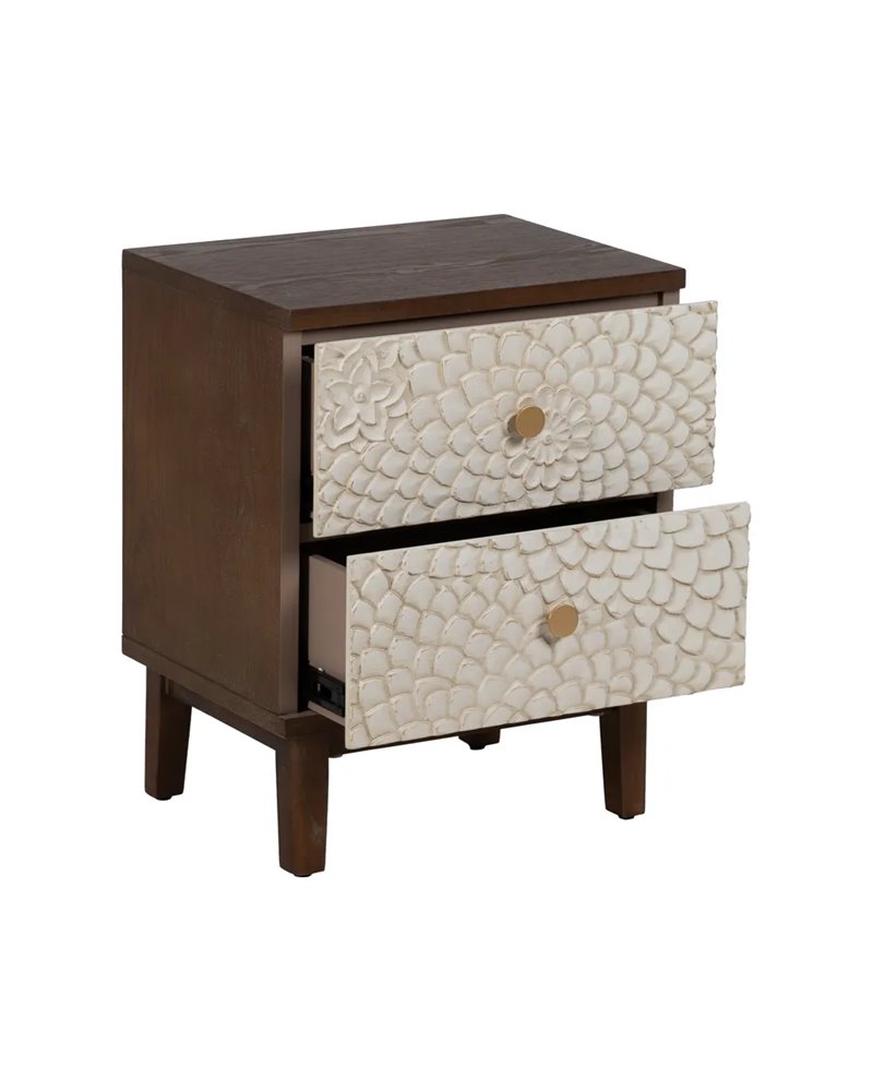 MESITA TALLADA BLANCO-MARRÓN DM-MADERA 48 X 36 X 60 CM