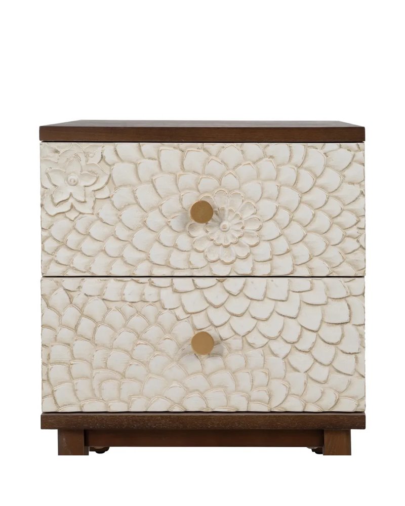 MESITA TALLADA BLANCO-MARRÓN DM-MADERA 48 X 36 X 60 CM