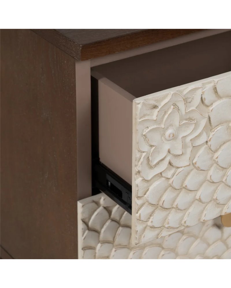 MESITA TALLADA BLANCO-MARRÓN DM-MADERA 48 X 36 X 60 CM