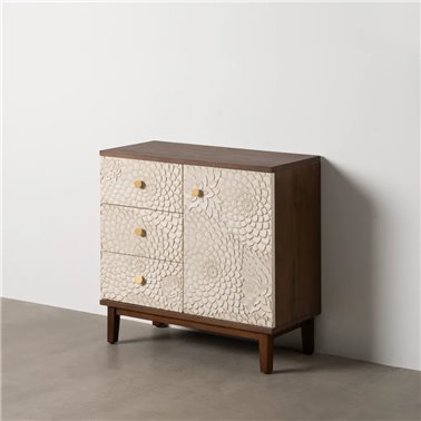 MUEBLE RECIBIDOR TALLADA BLANCO-MARRÓN 80 X 39 X 80 CM
