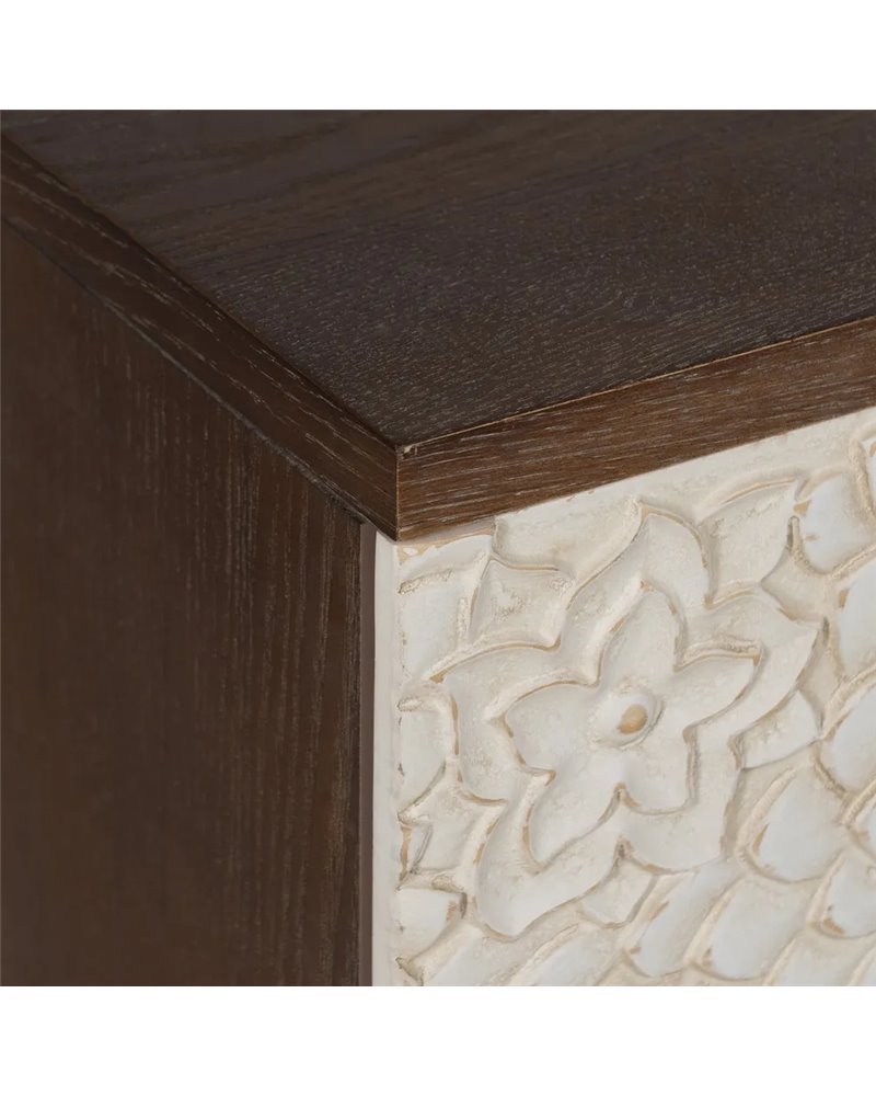 MUEBLE RECIBIDOR TALLADA BLANCO-MARRÓN 80 X 39 X 80 CM