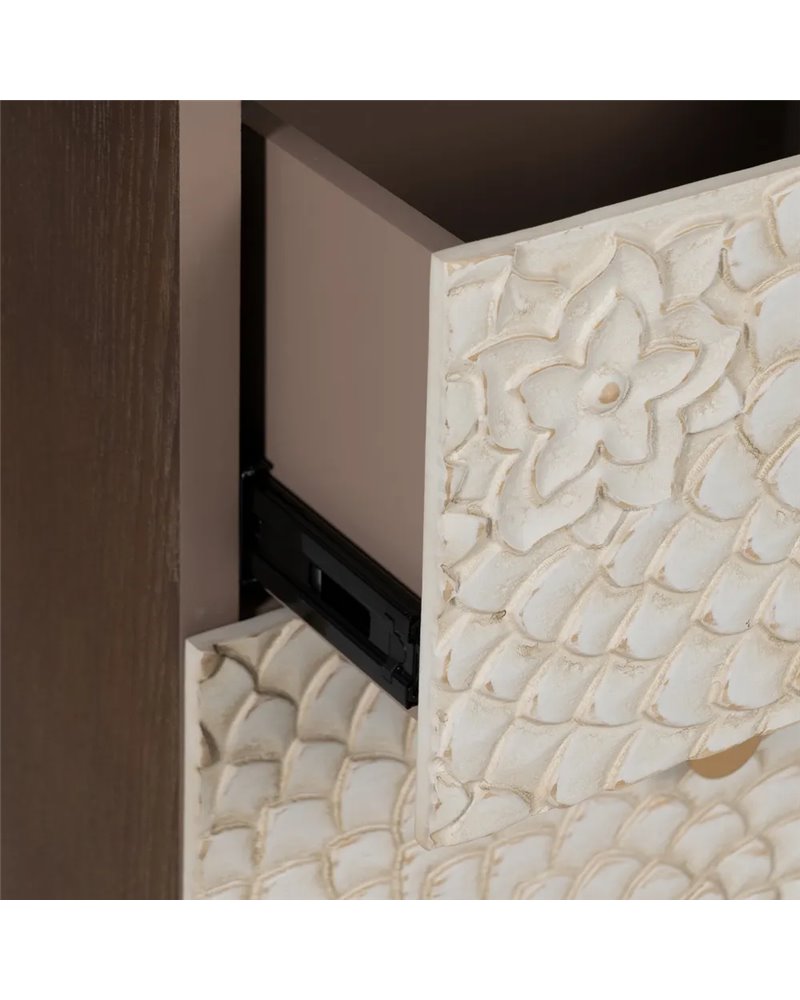 MUEBLE RECIBIDOR TALLADA BLANCO-MARRÓN 80 X 39 X 80 CM