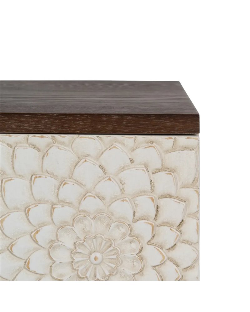 MUEBLE RECIBIDOR TALLADA BLANCO-MARRÓN 80 X 39 X 80 CM
