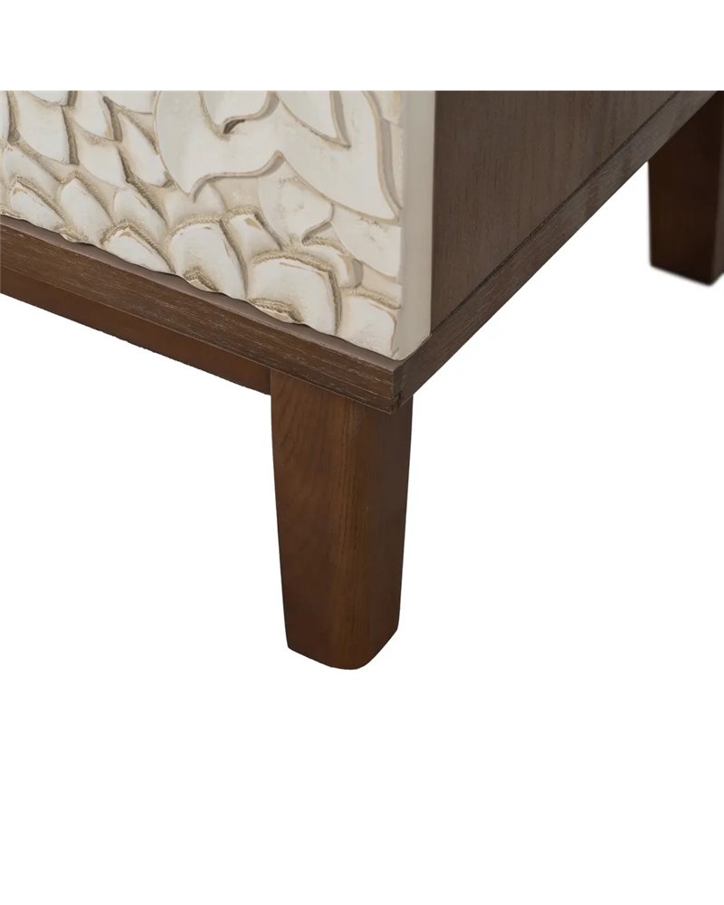 MUEBLE RECIBIDOR TALLADA BLANCO-MARRÓN 80 X 39 X 80 CM