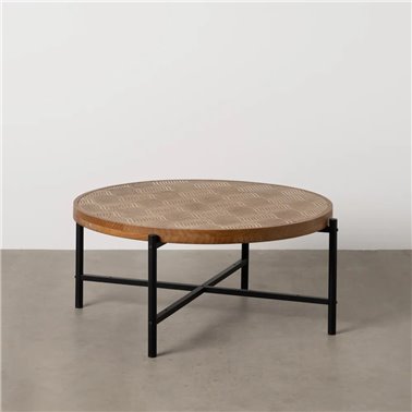 MESA CENTRO NATURAL-NEGRO METAL-MADERA 89 X 89 X 42,50 CM