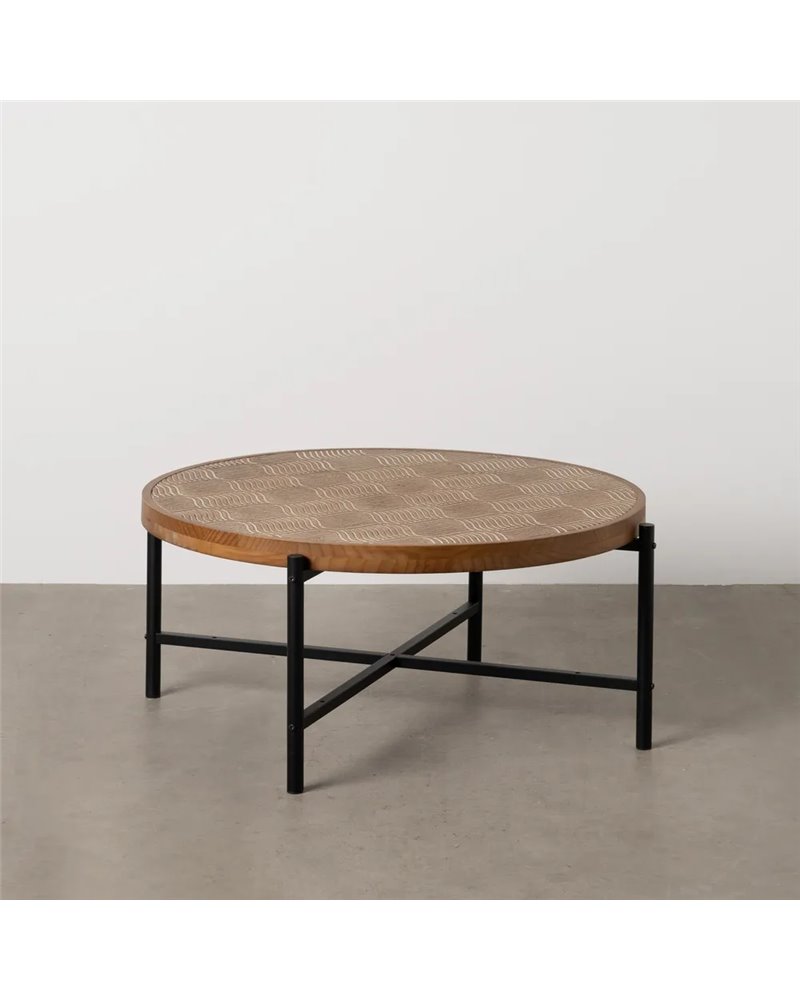 MESA CENTRO NATURAL-NEGRO METAL-MADERA 89 X 89 X 42,50 CM